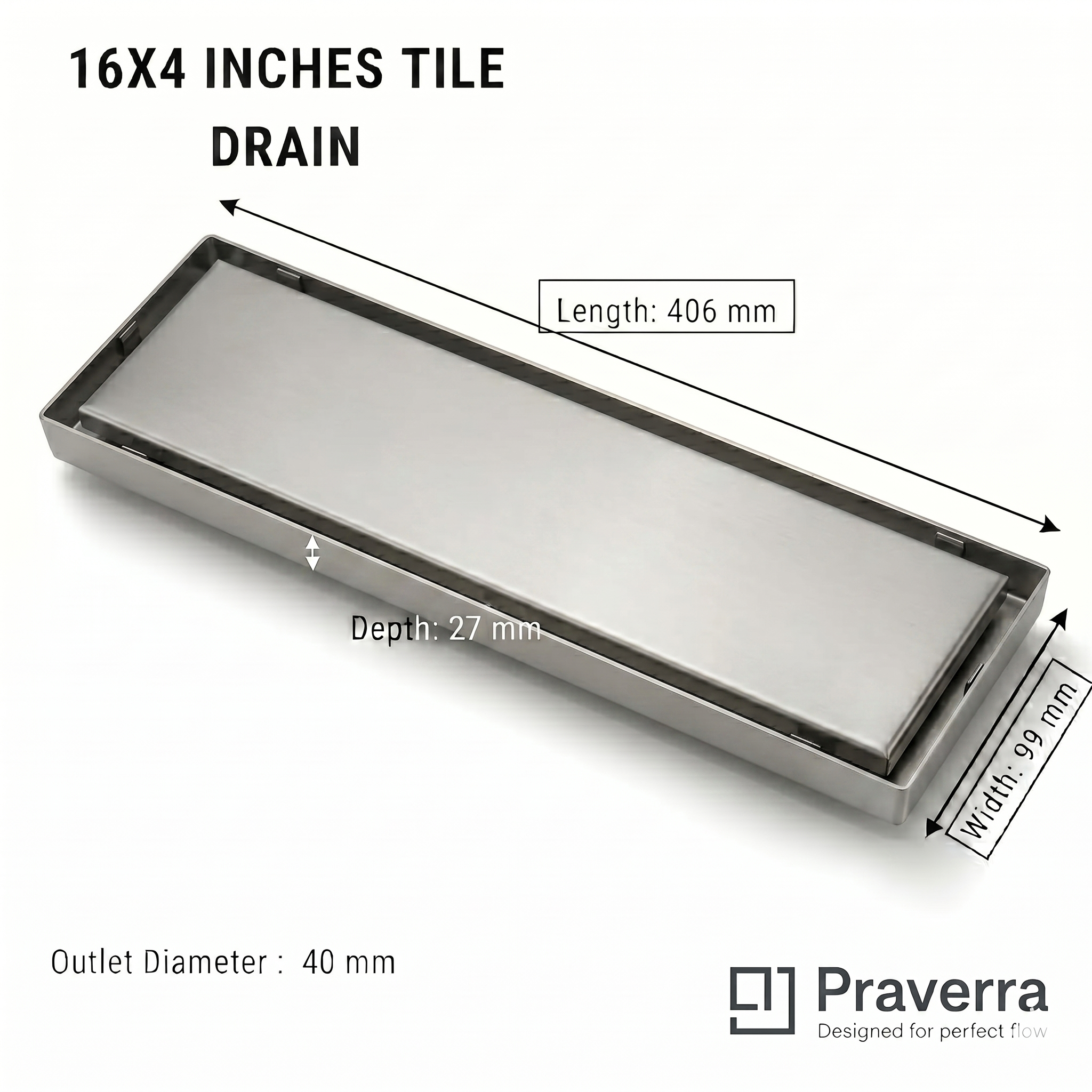 Praverra Tile Drainer Matt view 4